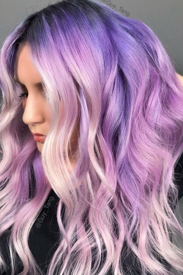Channel your inner mermaid in this magical lavender and purple hair!