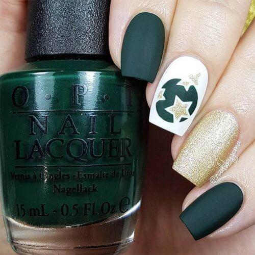 Matte can be equally good as glitter. Try some dark shade like green or even opt for gold tone. #winternails #naildesign