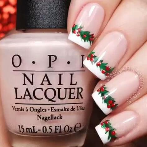 If your nails need to be decorated with Christmas spirit designs, then make it simple, yet eye-catching like this. #winternails #naildesign