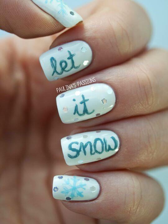 Carrying a message on your wardrobe is essential for making a statement. Now, you can do that by giving it on your nails. Let is snow! #winternails #naildesign