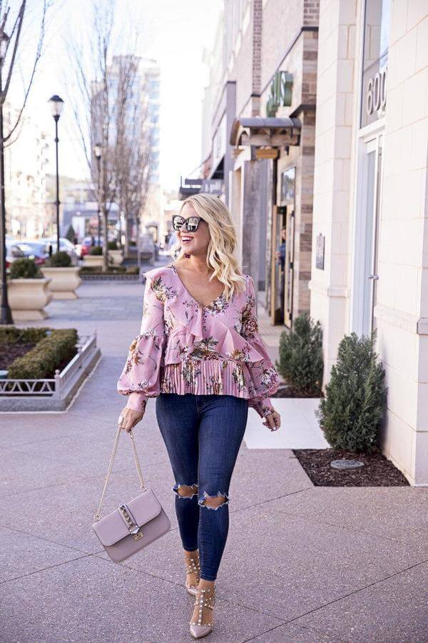 Floral Top and Jeans