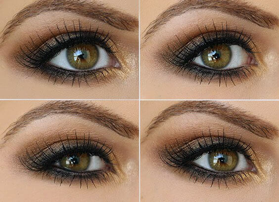 Get a subtle smokey look with a brown and gold combo.