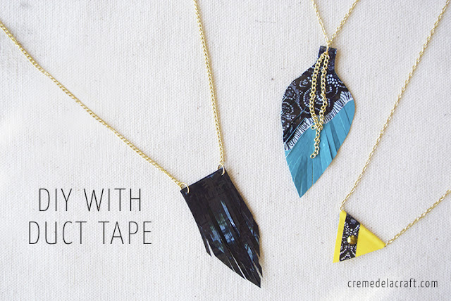 DIY duct tape necklaces.