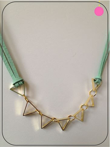 DIY leather necklace with cut metals.