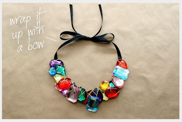 DIY stone wrapped necklace 4.