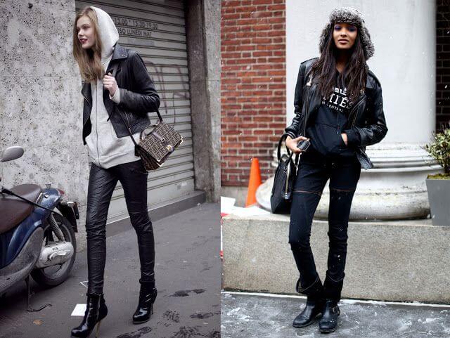 Casual urban style with biker jackets.