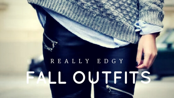 Edgy fall outfits for women Blurred picture of woman in blue jeans and gray sweater