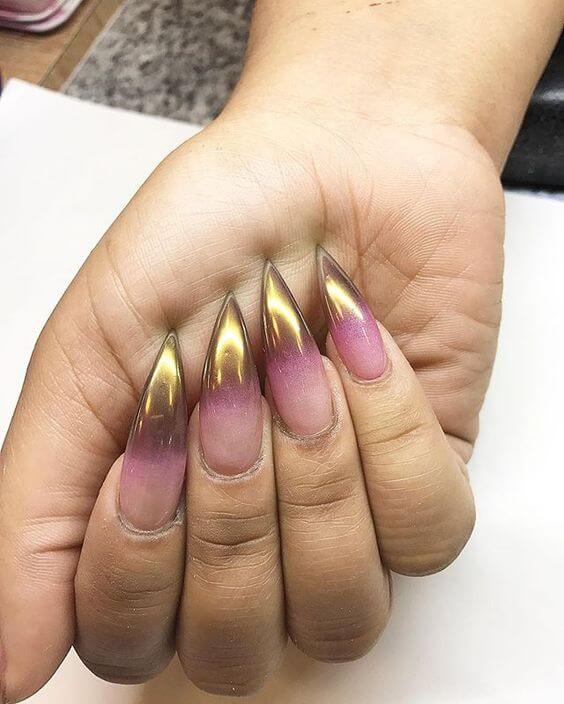 With pink and gold gradient nails like these, your friends will be dying to know where you got them done.