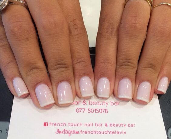 Keep things light and airy by using a very light pink to go with your white tips.