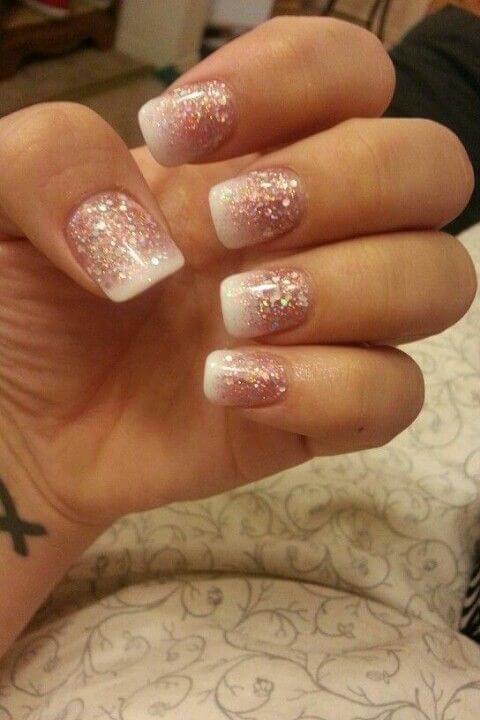 Glitter is the way to go with this manicure.