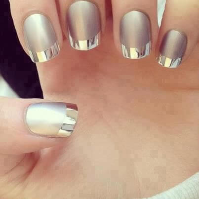 This metallic French manicure is flashy without being too much.