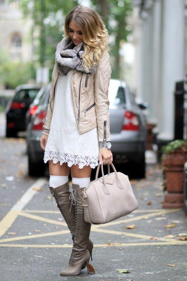 This is a great way to style your dresses during winter.