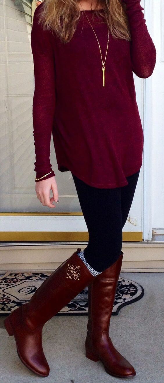 What Color Boots To Wear With Brown Leggings Women's