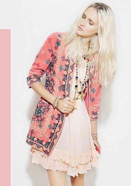 Let your inner wild child out in pink patchwork and lace.