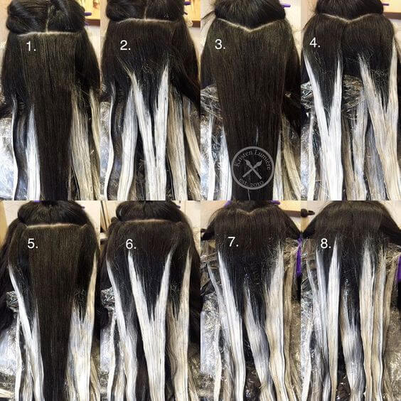 See how the highlights are applied in a 'v' and 'w' shape rather than a straight line across? This is the goal for natural-looking highlights.