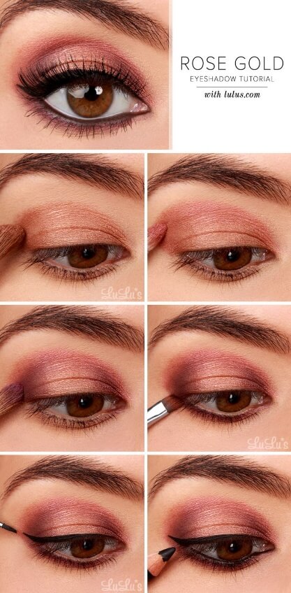 The delicate balance between rosy pink and warm gold creates a gorgeous feminine glow, especially for dark brown eyes. This makeup look is ideal for date night and, best of all, it's super easy to achieve.