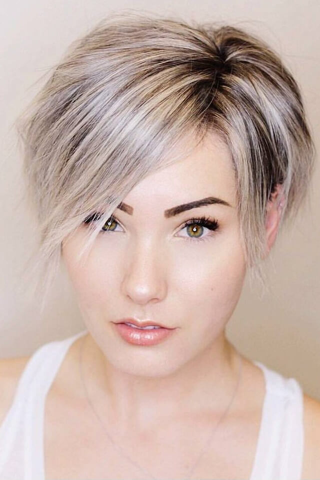 If you’re not quite ready to get a pixie cut, try this hybrid between a pixie and a short bob