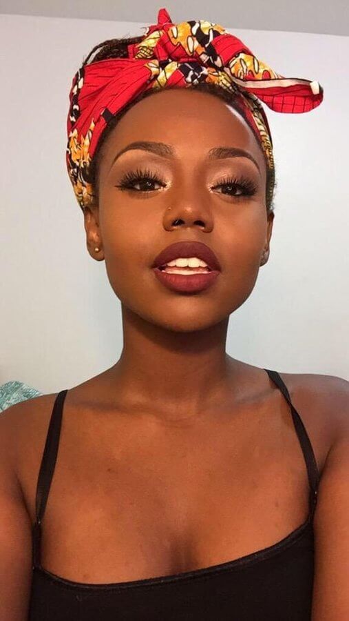 Put on a bandana, little bit of eyeshadow, mascara and dark brown lipstick to make interesting and always flattering Cuban look. It is perfect for summer makeup.