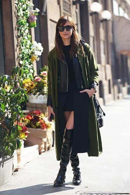 Layering your fashion items can be pretty impressive. Long coat, short skirt, and a few layers of tops seem like a perfect combination for working hours.