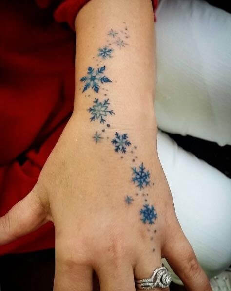 Falling blue tattoos #wintertattoo