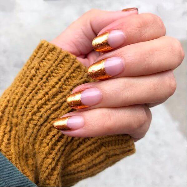 These gold foils take French manicure to another level