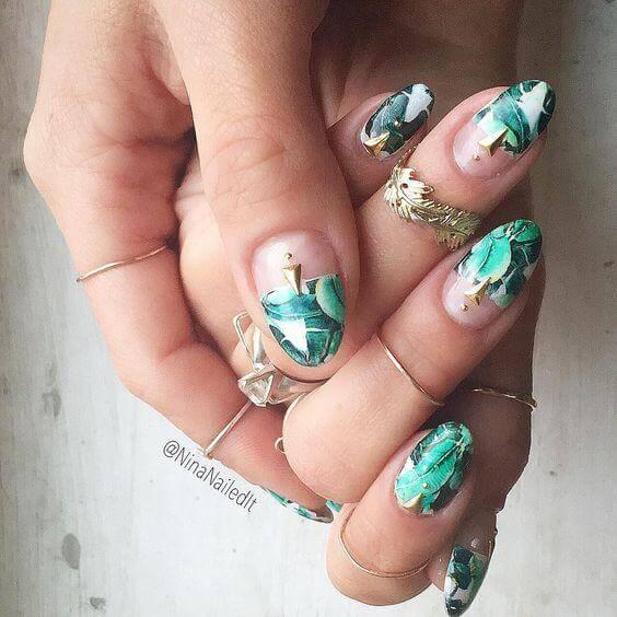 Tropical Foil and Gold Details Nails