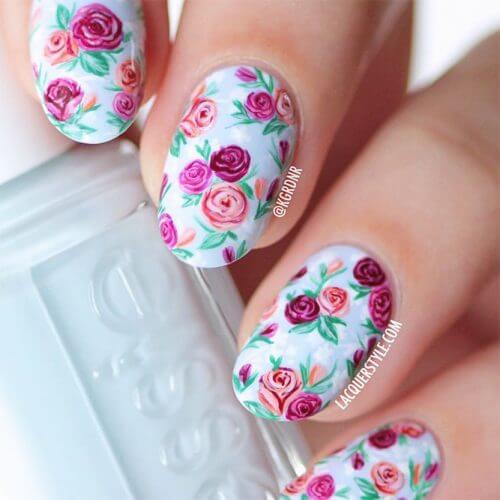 Nail design with florals on point!