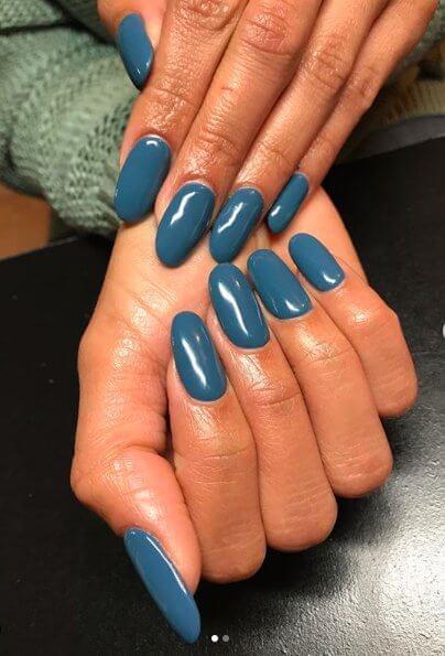 Oval Blue Nails