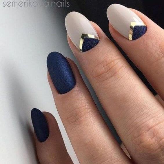 Chic Navy-Blue Combination Nails