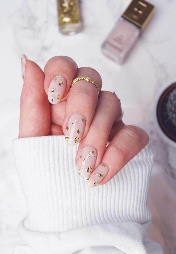 Golden Flakes Nails