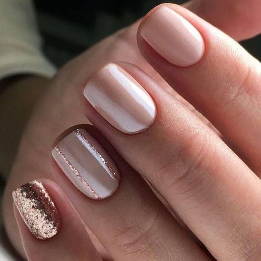 Nude with Glitter Nails