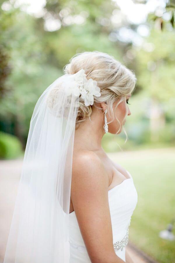 Low Updo with a Veil