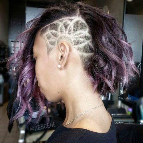 Purple Hair with Tattoo Undercut