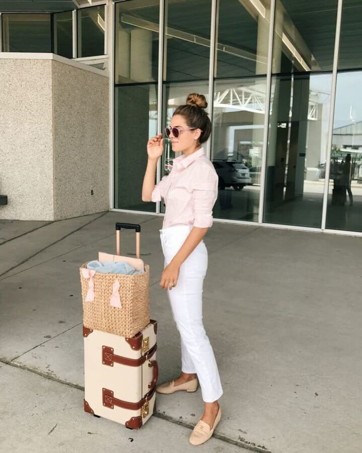 white travel outfit