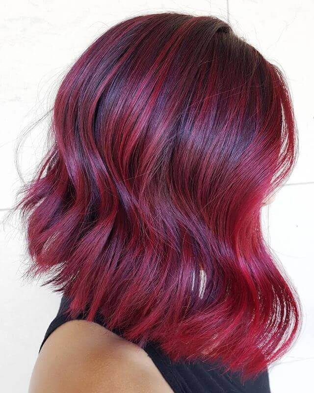 Burgundy Lob with Waves