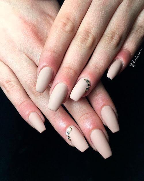 Nude Nails with Rhinestone Details