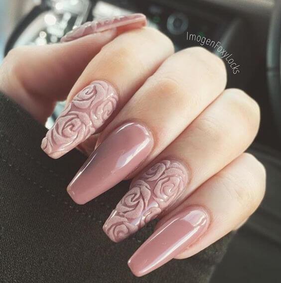 Floral Textured Nails