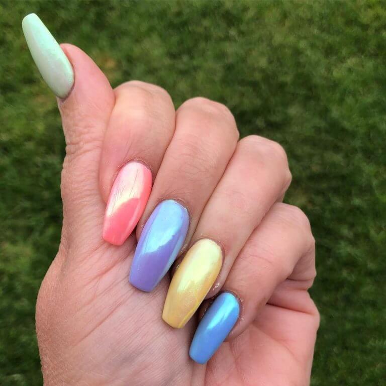 Rainbow Pearl Nails