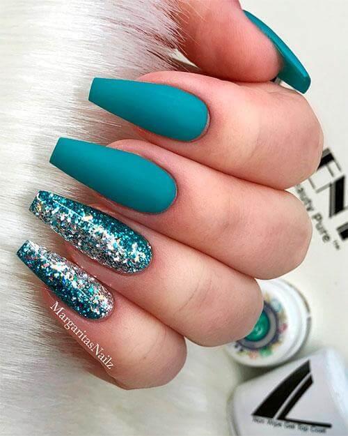 Teal Blue Ballerina Nails