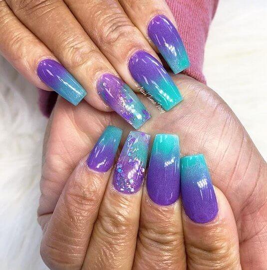 Purple and Blue Ombre Nails