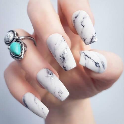 Ballerina Nails with Marble Effect