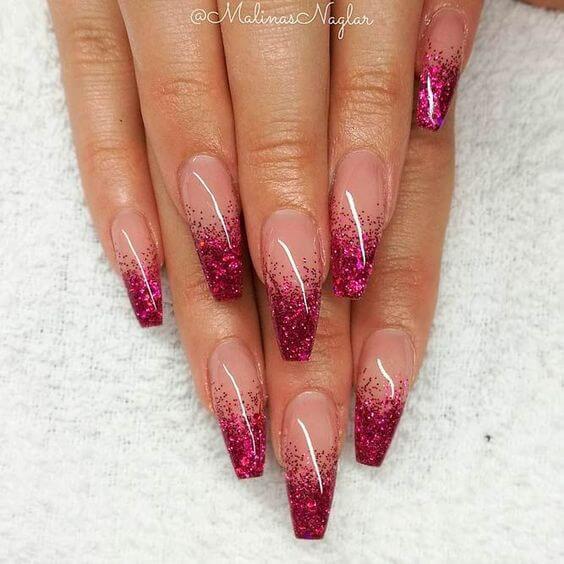 Pink Glitter French Mani