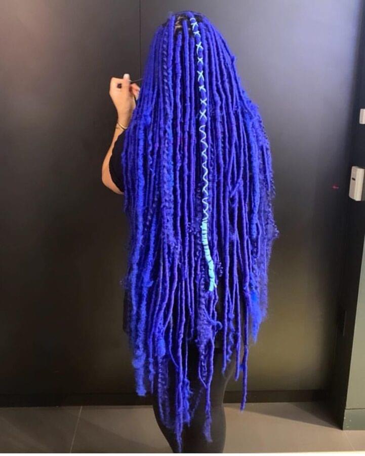 Long Goddess Locs in Blue