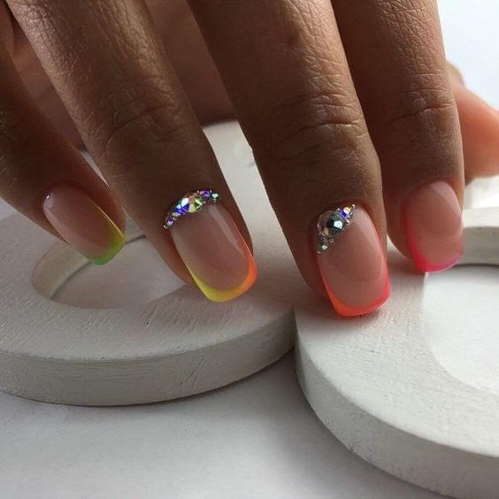 Nail Art with Rhinestone Details