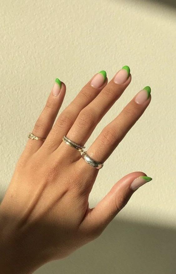 French Mani in Neon Green