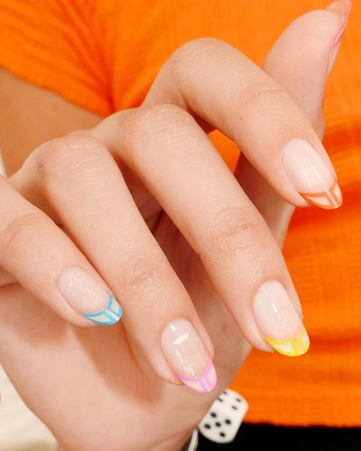 Geometric-Inspired Colored French Tips