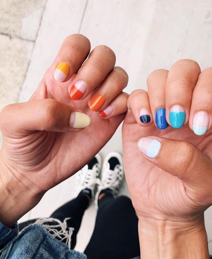 Interesting Colorful French Mani