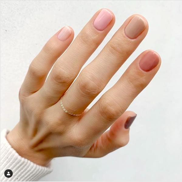 Nude and Mismatched Nails