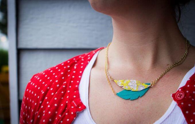 DIY feather necklace.