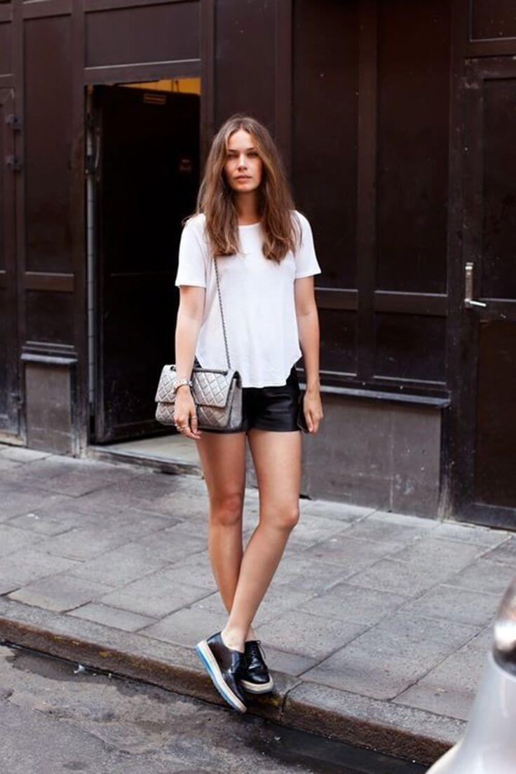 Faux Leather shorts are super stylish.